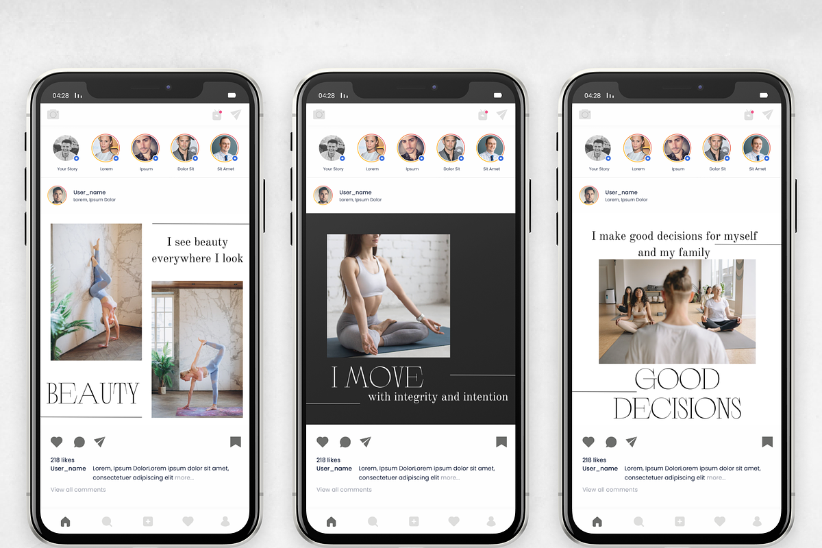 Yoga Instagram Post Templates, a Social Media Template by VeliusCreativeStudio (Photo 4 of 9)
