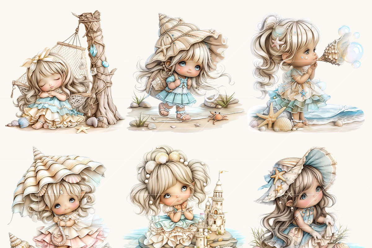 Whimsical Cute Beach Girl Clipart, a Person Illustration by Design Scotch (Photo 2 of 7)