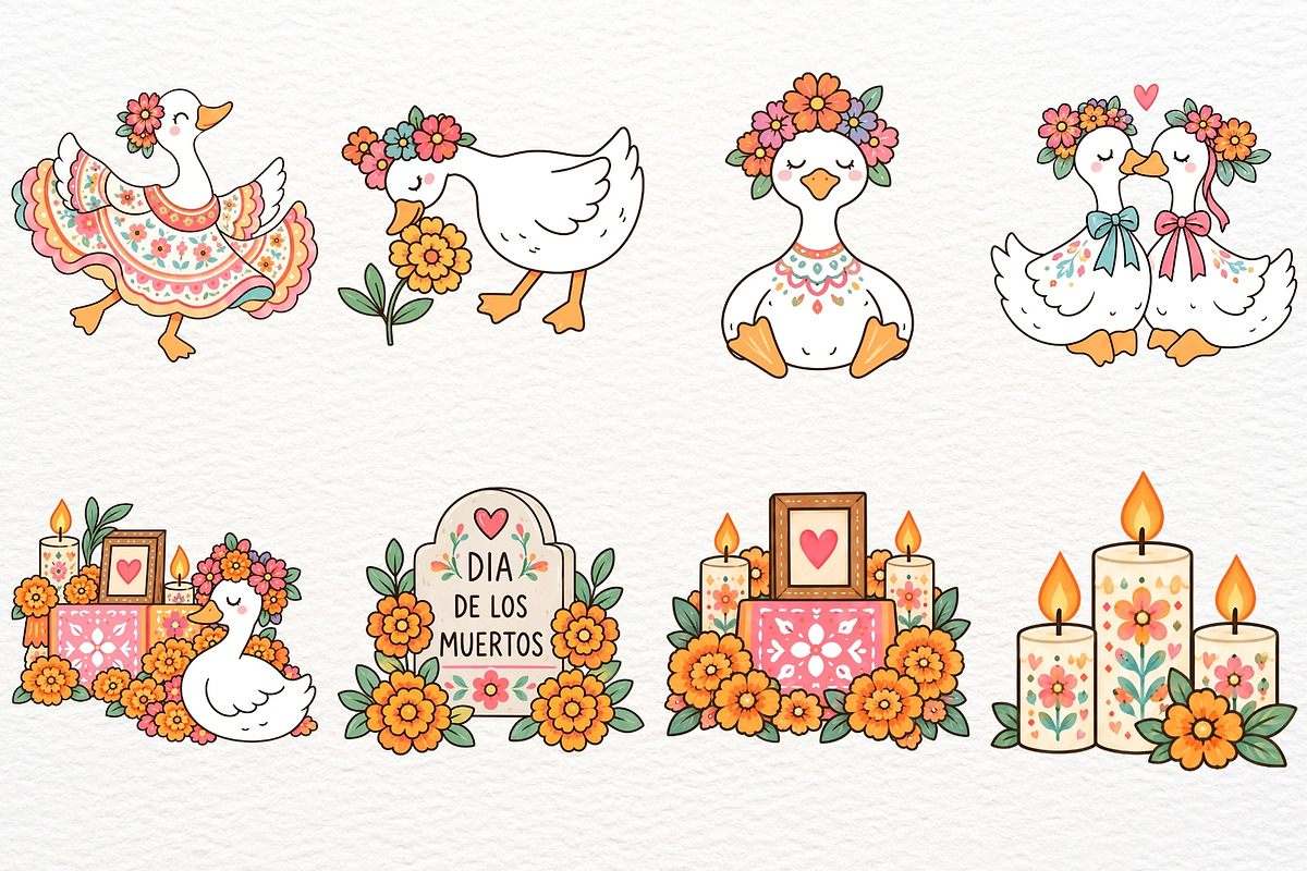 Dia de los Muertos Silly Goose PNG, a Seasonal Illustration by SugarCloudStudioArt (Photo 4 of 6)