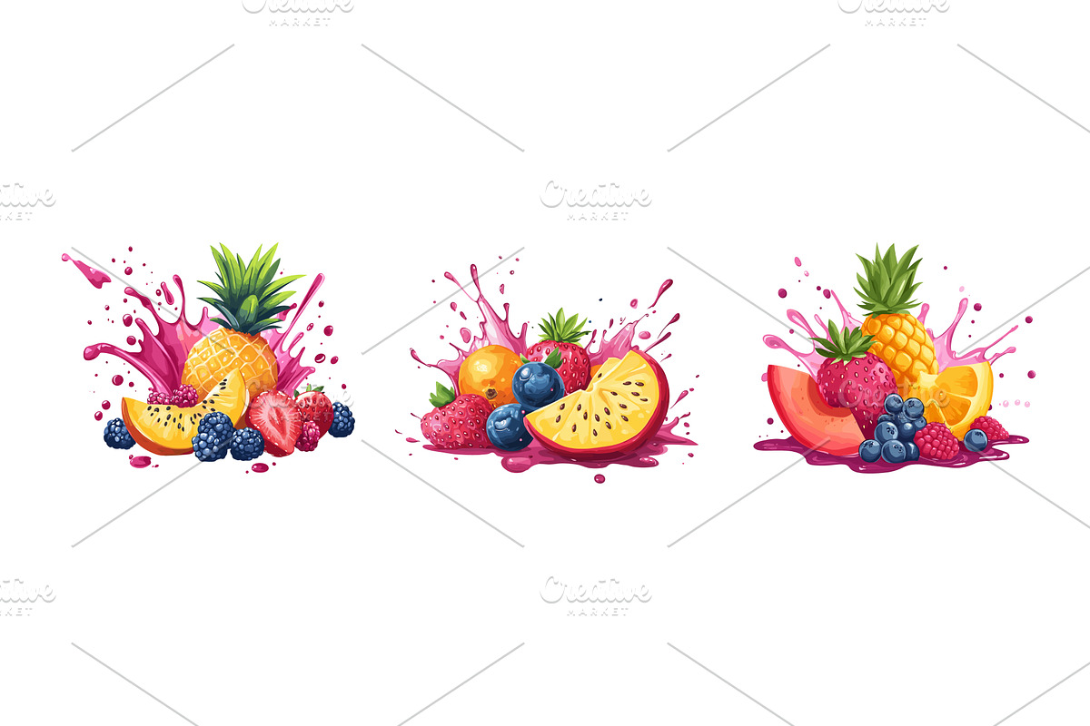 Cartoon berries juice concepts, a Food Illustration by Stock-Smart-Start