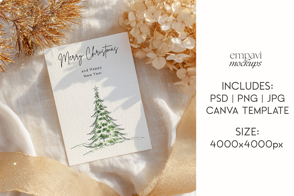 Christmas 5x7 Card Mockup, an Advertising Mockup by EmpaviMockups (Photo 5 of 6)
