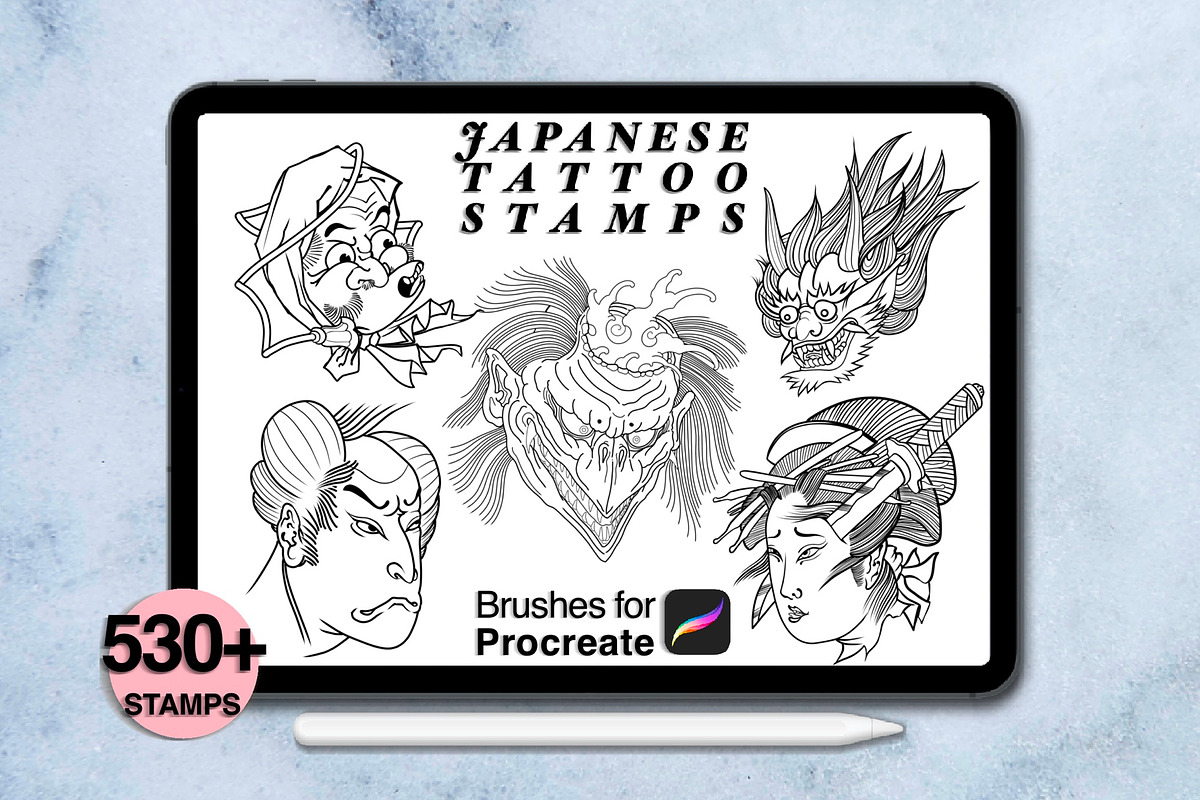 550 Japanese tattoo for procreate, a Brush Add-On by Arts For Peace (Photo 6 of 9)