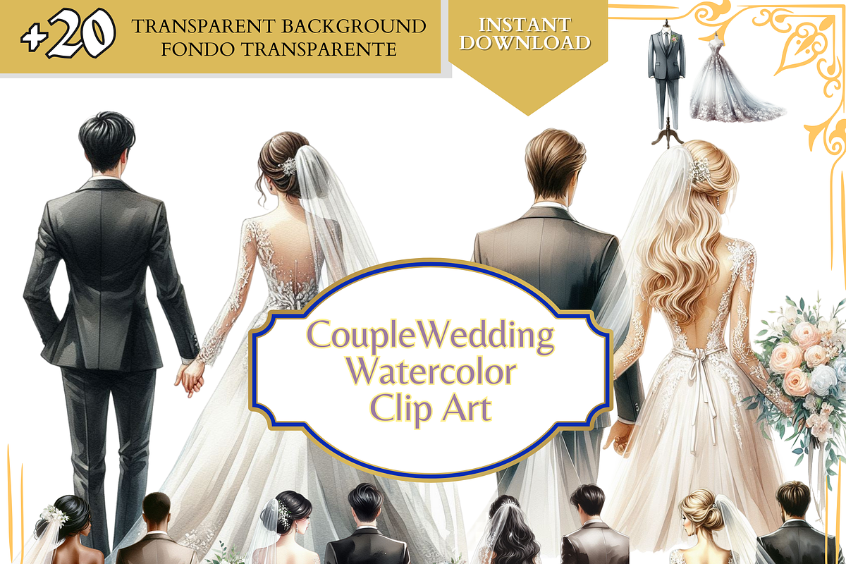 Bride and Groom Back Clipart Wedding, a Person Illustration by VM PARTYS  BY TAIRUMA (Photo 1 of 10)