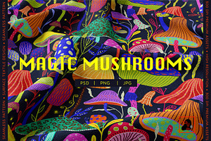 Magic Mushrooms, a Pattern Graphic by Alona Savchuk