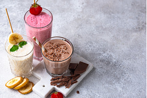 Milkshake from strawberry, banana, a Food & Drink Photo by Yulia Furman