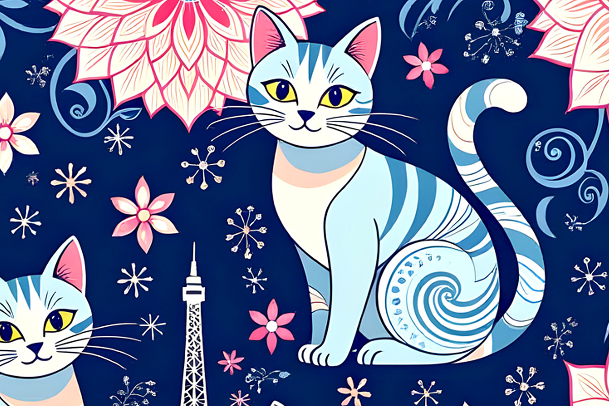 Parisian Cats Background, an Animal Illustration by Sharon Schwalbe (Photo 4 of 5)