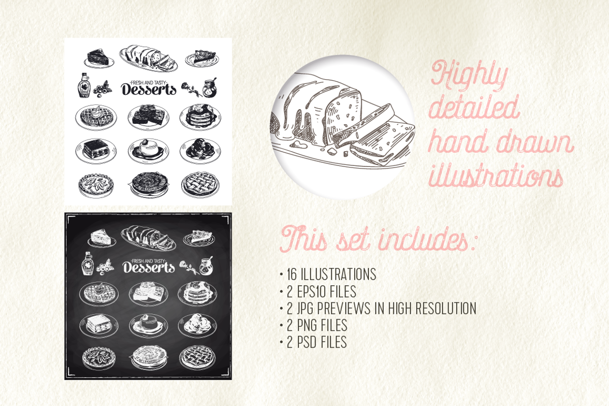 Hand drawn restaurant desserts, a Food Illustration by Natalya Levish (Photo 2 of 3)