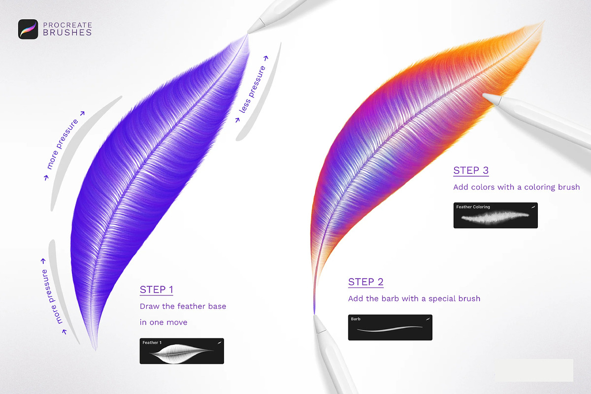 Feathers Procreate Brushes, a Brush Add-On by SPEED APEX (Photo 2 of 7)