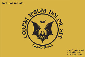 flying bat below moon, a Branding & Logo Template by Judsart