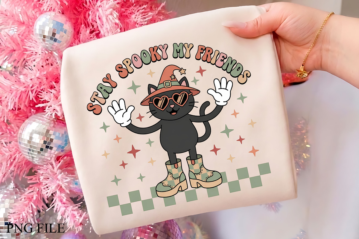 Stay Spooky My Friends Black Cat PNG, a Seasonal Illustration by CrexoraLab (Photo 1 of 4)