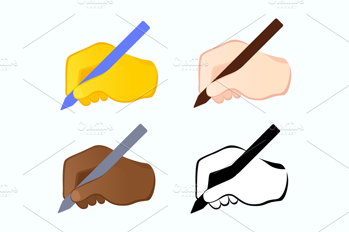 Hand holding pen writing icons set, an Emoji Icon by Yayasya (Photo 1 of 3)