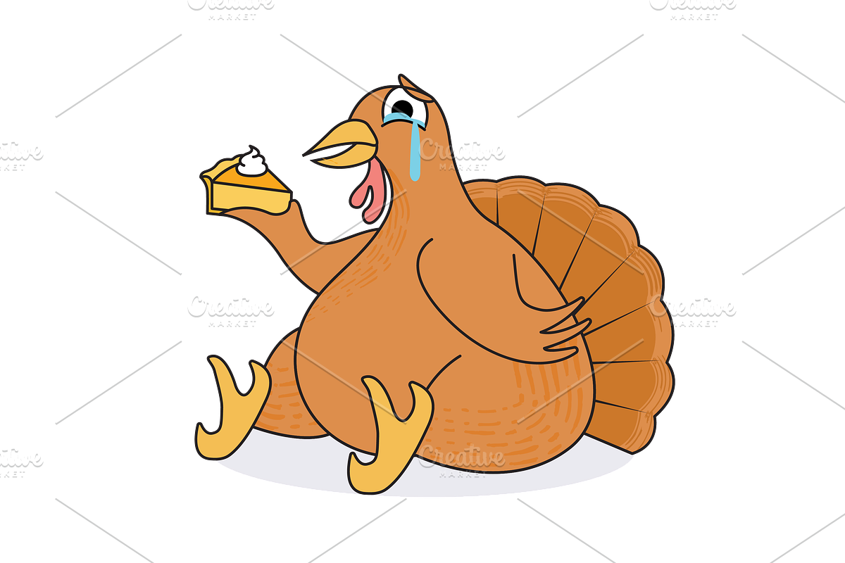 Thanksgiving turkey with pie, a Decorative Illustration by Queen of Infographics (Photo 2 of 2)