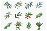 Evergreen Clipart Watercolor Christm, an Illustration by Sublimation Artist (Thumbnail 3 of 6)