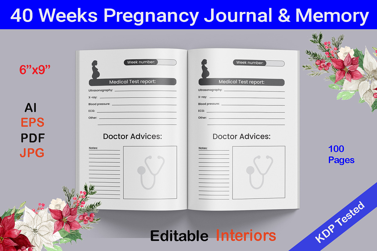 40 Weeks pregnancy journal & memory, a Graphic by Hitubrand (Photo 1 of 4)