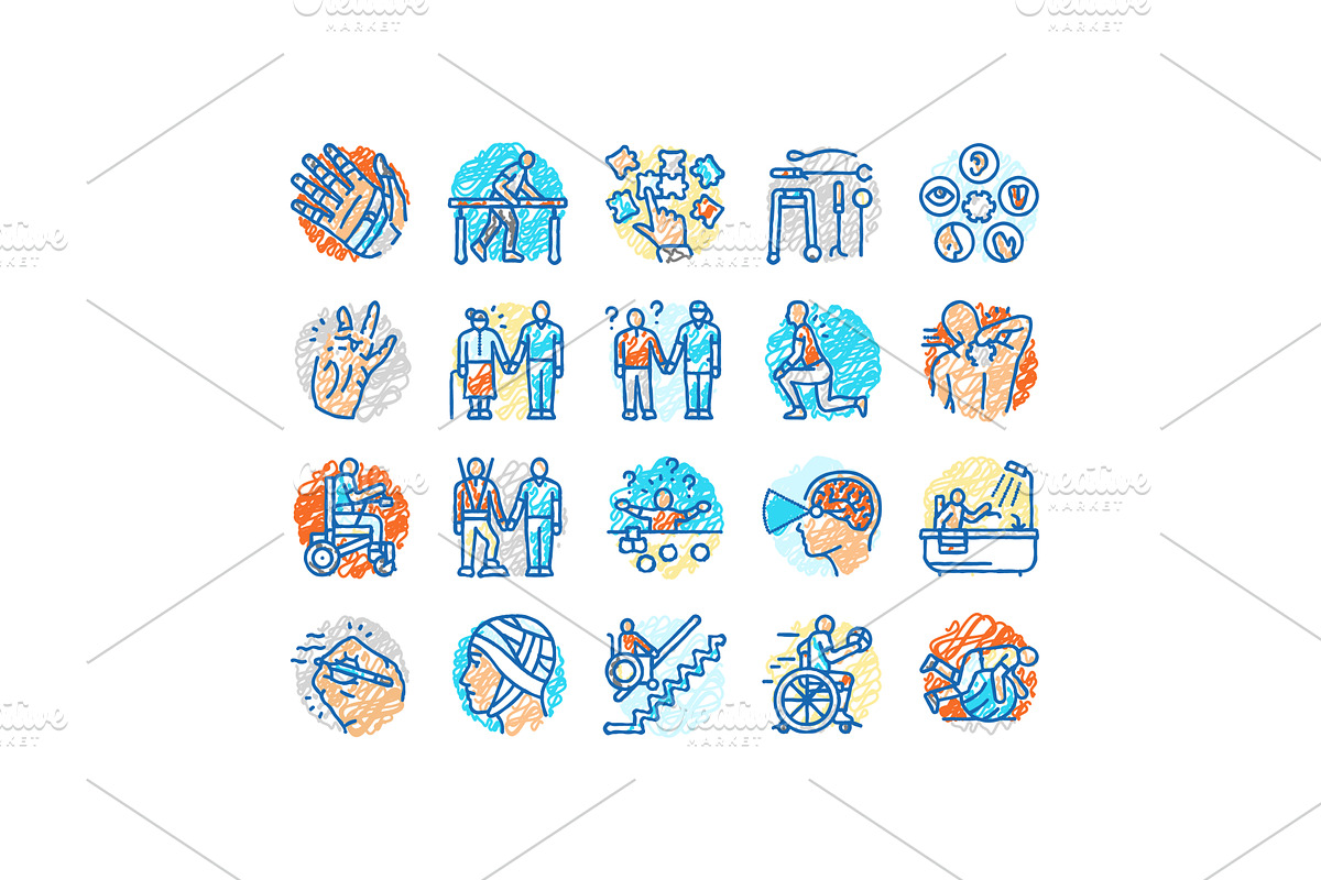 occupational therapist health icons, an Object Illustration by pikepicture