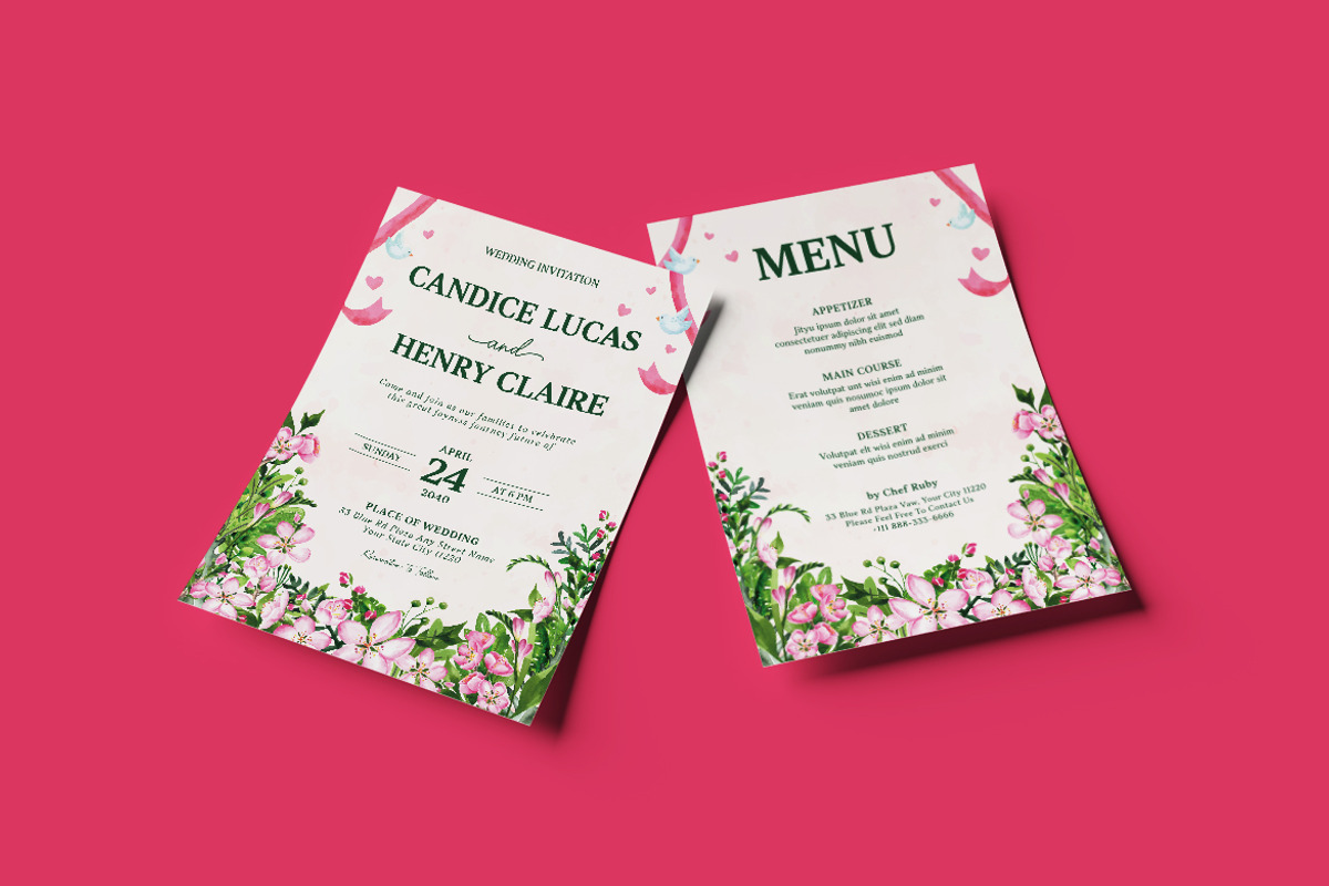 Floraline Wedding Invitation, an Invitation Template by dokudokunomi (Photo 3 of 4)