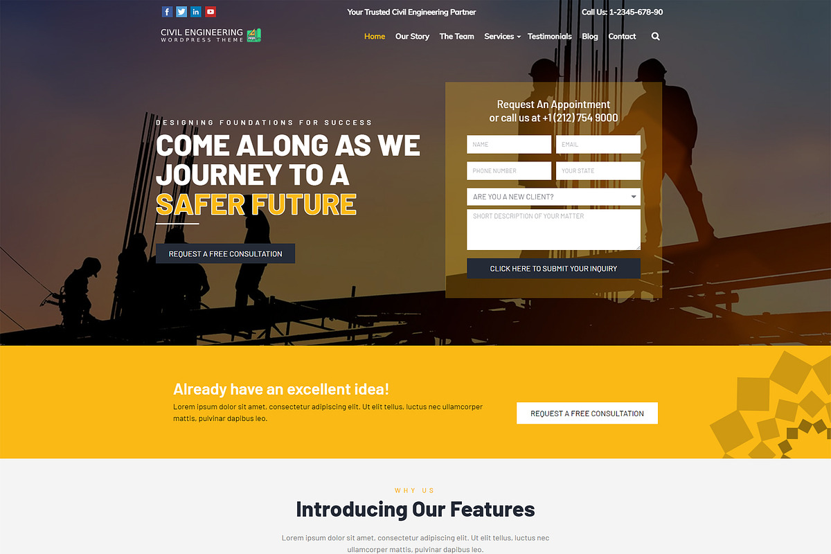 Civil Engineering WordPress Theme