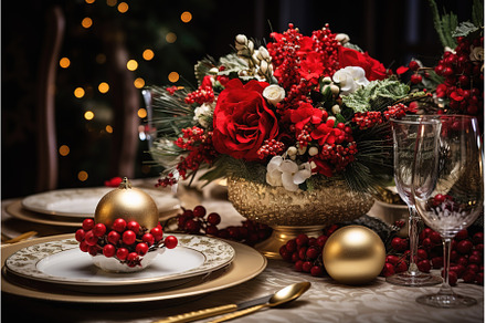 Christmas table setting with festive, a Holiday Photo by Lermont51