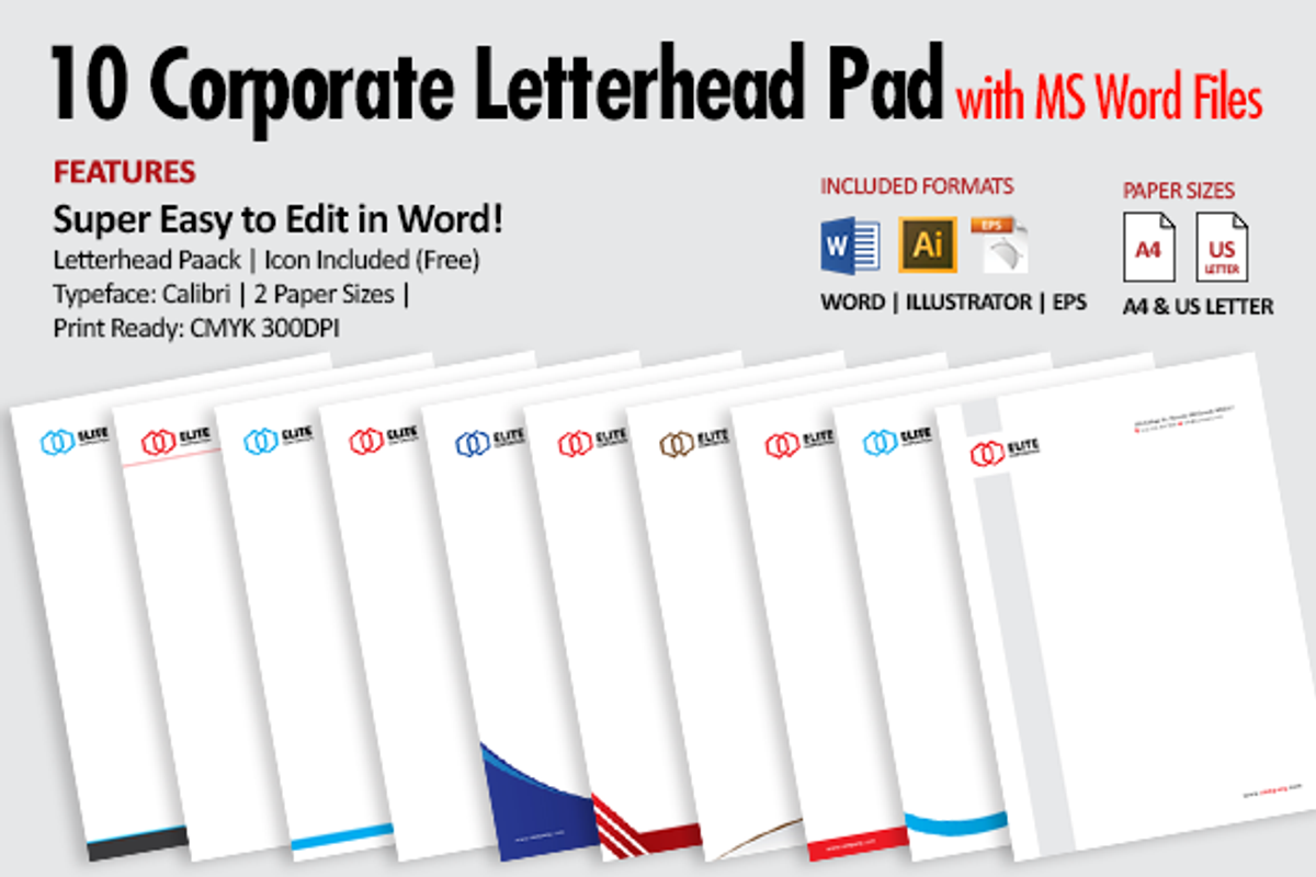 Letterhead MS Word DOCX, a Stationery Template by Design'sTRIBE (Photo 1 of 5)