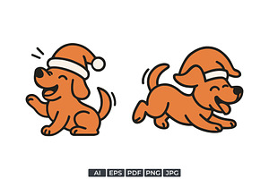 Running Christmas Dog Set, a Branding & Logo Template by Vectorium Studio