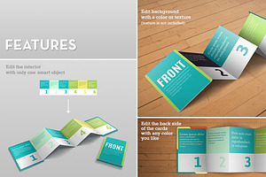 5x Z-Card Mock-up - 6 Panels C-Fold