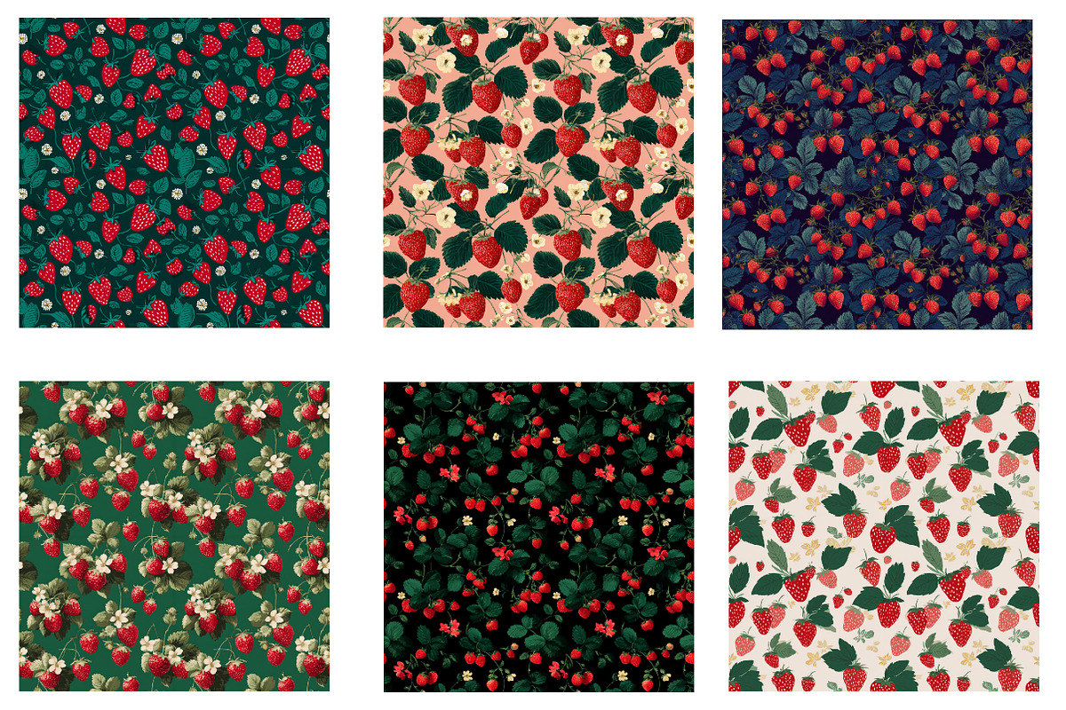 Strawberry Pattern Digital paper, an Illustration by Designworld (Photo 3 of 4)