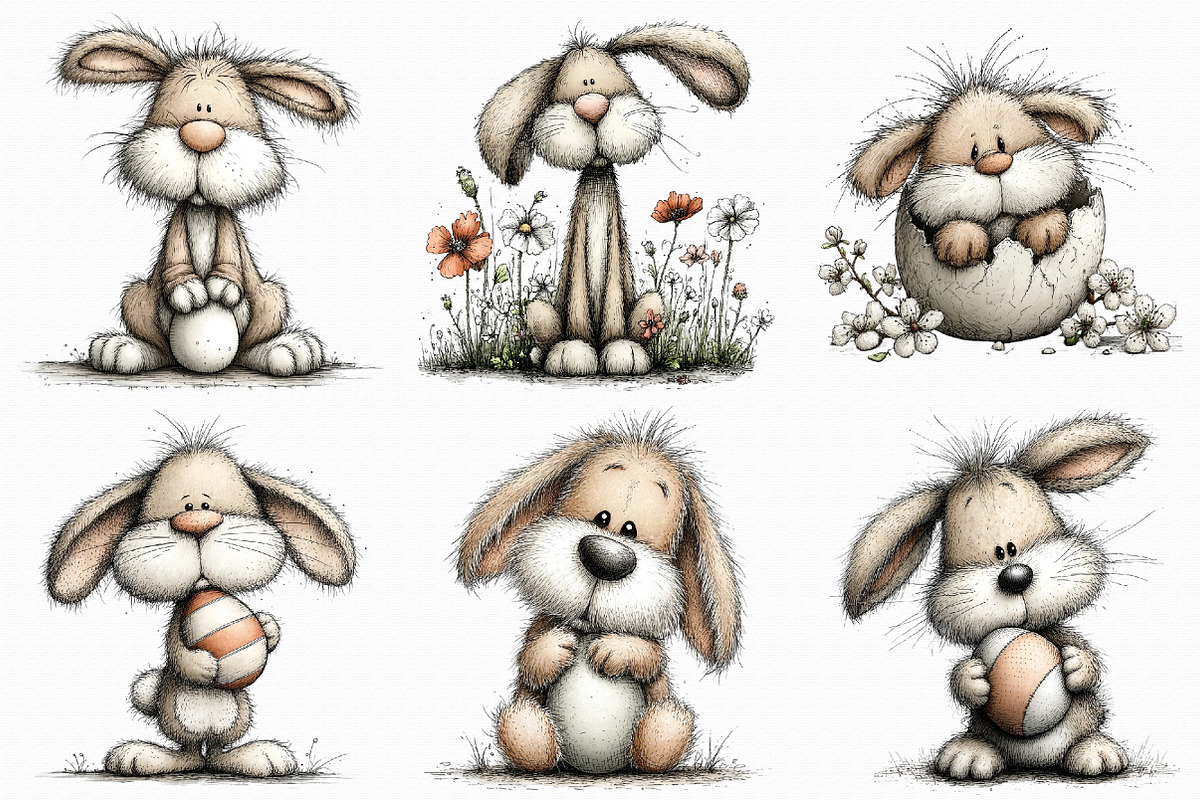 Vintage Easter Spring Bunny Clipart, an Illustration by Libby Wishes (Photo 7 of 8)