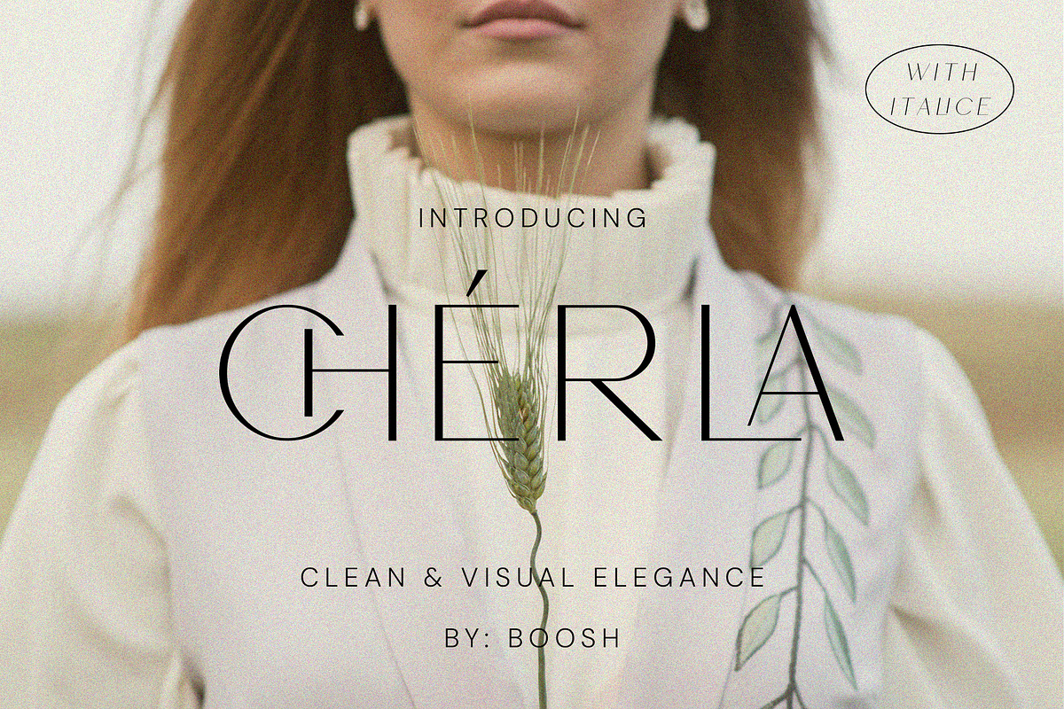 Cherla - Clean & Visual Elegance, a Sans Serif Font by BOOSH Studio (Photo 1 of 14)