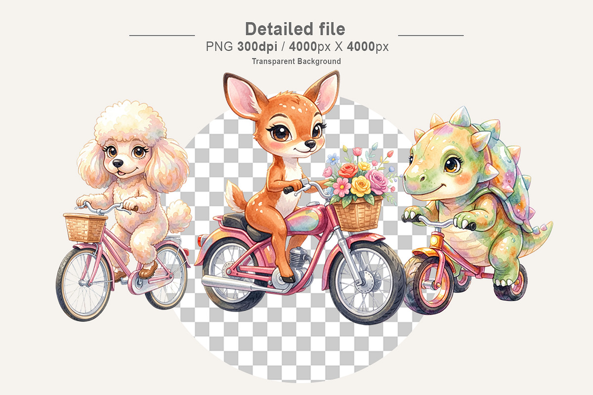 Big Eyed Animal Biking PNG Bundle, an Illustration by Artnoy (Photo 3 of 8)
