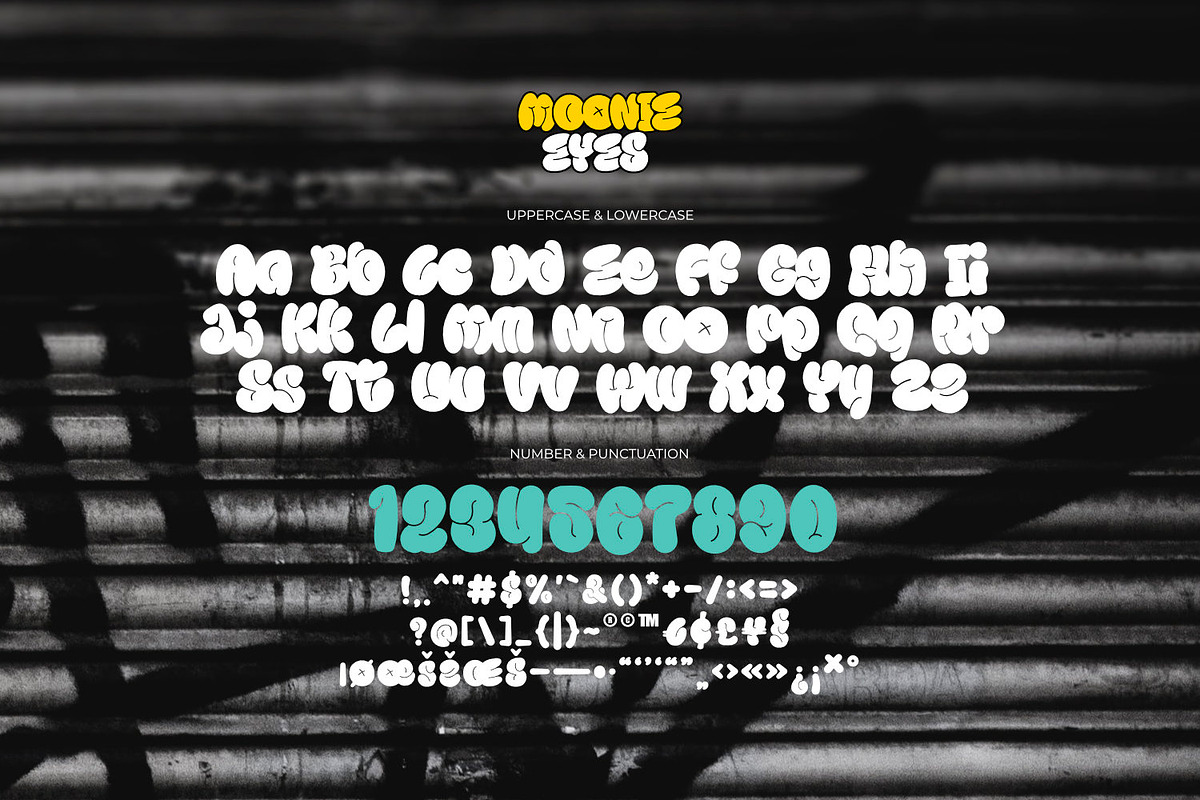 Moonie Eyes - Graffiti Type, a Font by ikiiko (Photo 6 of 7)