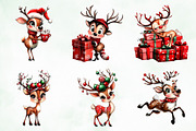 Whimsical Christmas Reindeer Clipart, an Illustration by Creative Art (Thumbnail 7 of 11)