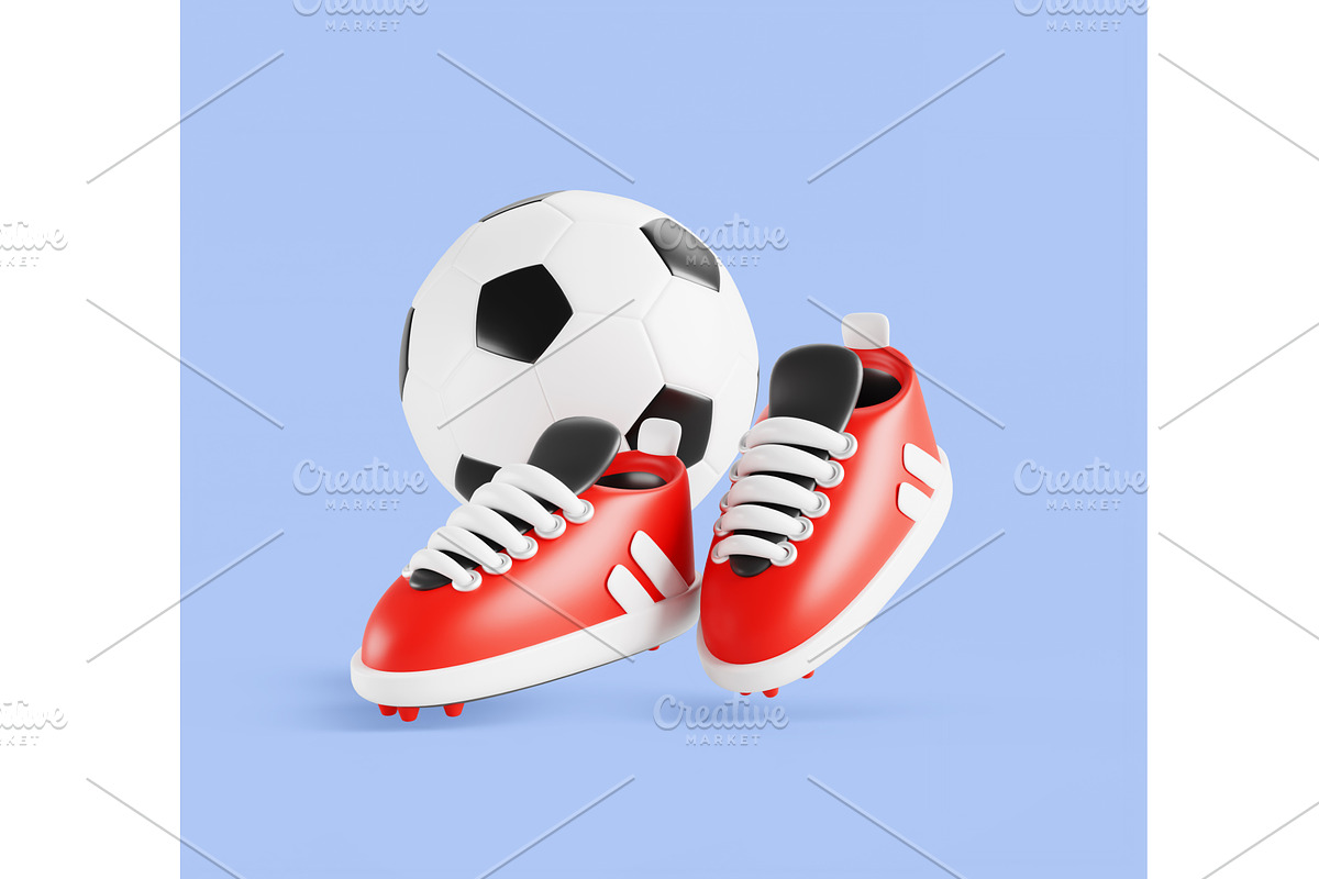 3d soccer boots with ball icon, a Sport Illustration by Marozhkastudio