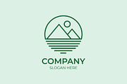 Minimalist mountain landscape logo, a Branding & Logo Template by Medianeka (Thumbnail 1 of 3)