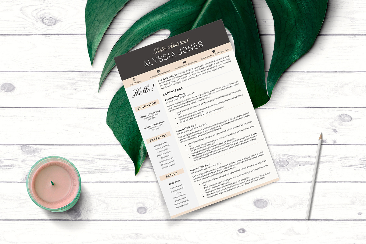 Sales Assistant Resume CV Template, a Resume Template by HIRED Design Studio (Photo 10 of 11)