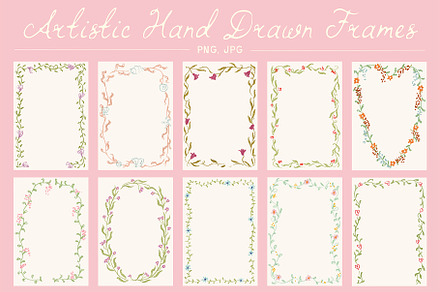 Whimsical Romantic Hand-drawn Frames, a Background Graphic by Ayya Studio