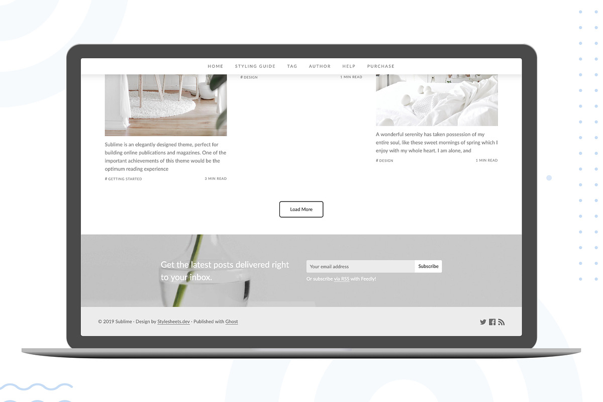 Sublime – Ghost Blogging Theme, a Websites & App Template by Stylesheets.dev (Photo 3 of 7)