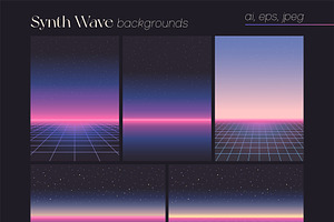 SYNTHWAVE 80s, 90s Retrowave Vector