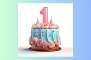 3D Birthday Cake Numbers Clip Art, a Food & Drink 3D Model by Whiskey Bee Boutique (Thumbnail 2 of 11)