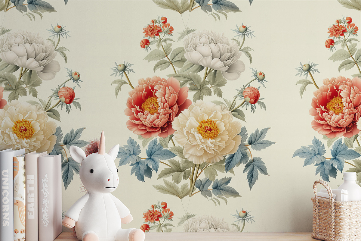 Vintage Peonies Floral Pattern, a Pattern Graphic by Olya Creative (Photo 2 of 10)