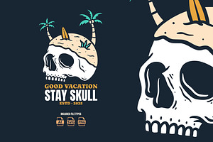 Vintage Beach Skull Illustration, an Object Illustration by Decoconio Design