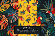 Jungle patterns & elements, a Pattern Graphic by Nadia Grapes (Thumbnail 1 of 6)
