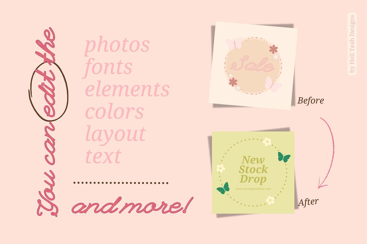 Cute Pink Craft Pack Instagram Post, a Social Media Template by Hell Yeah Designs (Photo 6 of 6)