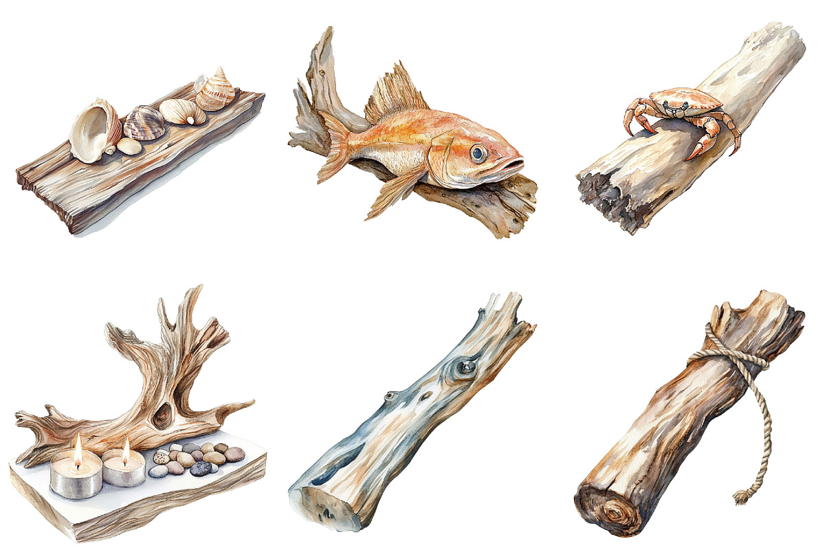 Driftwood & Coastal Decor Clipart, an Illustration by Pixels.Craft (Photo 8 of 8)