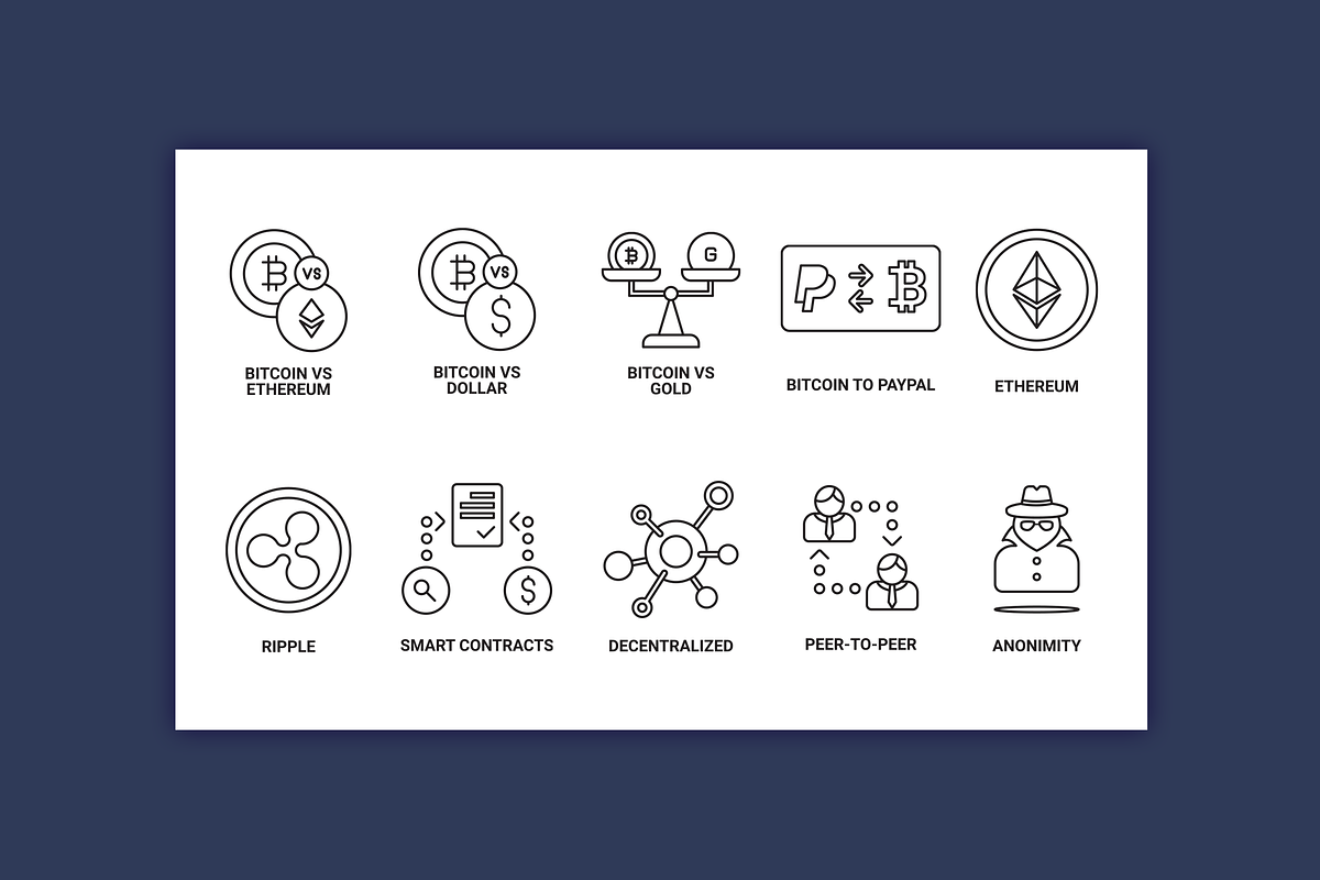 Bitcoin & Cryptocurrency Line Icons, an Outline Icon by Flat Icons (Photo 4 of 4)