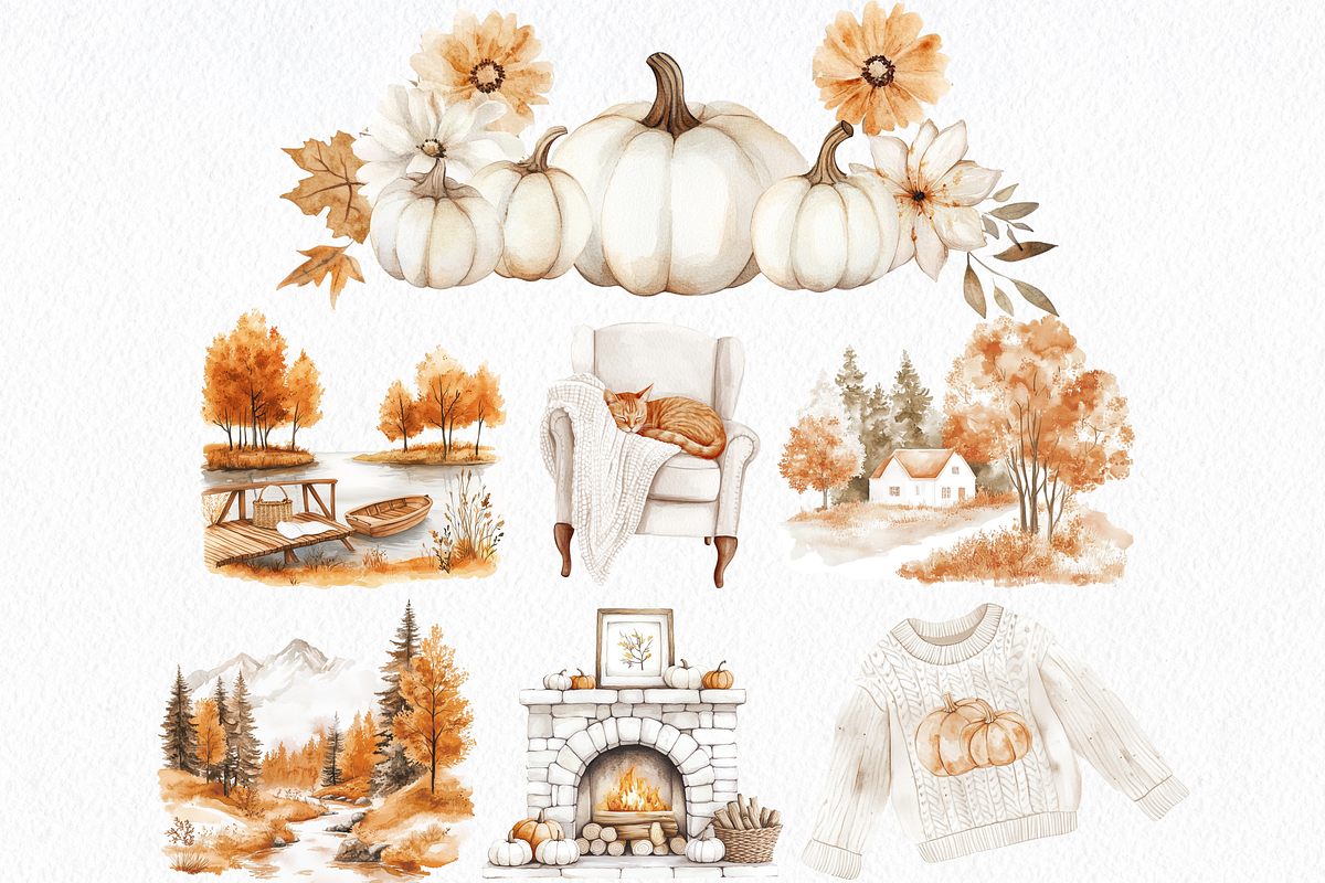 Boho Fall Clipart Bundle, a Seasonal Illustration by ClipArtCharm (Photo 6 of 6)