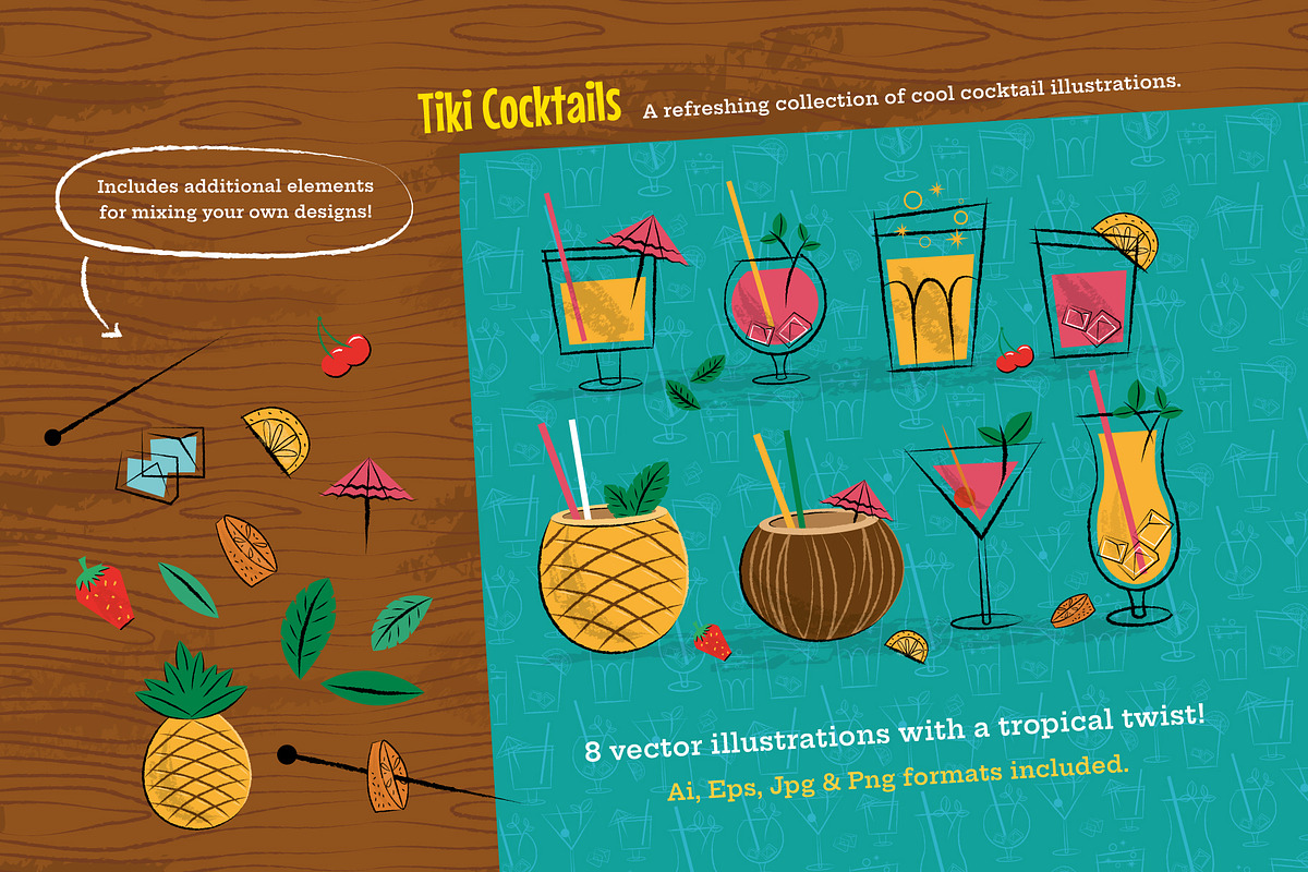 Hawaiian and Tiki Graphics Bundle, an Illustration by Wingsart Studio (Photo 7 of 10)