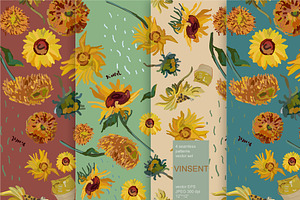 Van Gogh Sunflowers Seamless Set