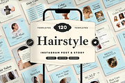 120 Hairstyle Instagram Template, a Social Media Template by Branding Victory STD (Thumbnail 1 of 10)