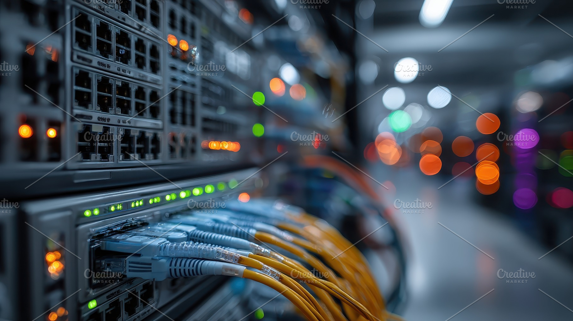 Network Server Rack Cables Data Cent, a Photo by Pixeness Studio