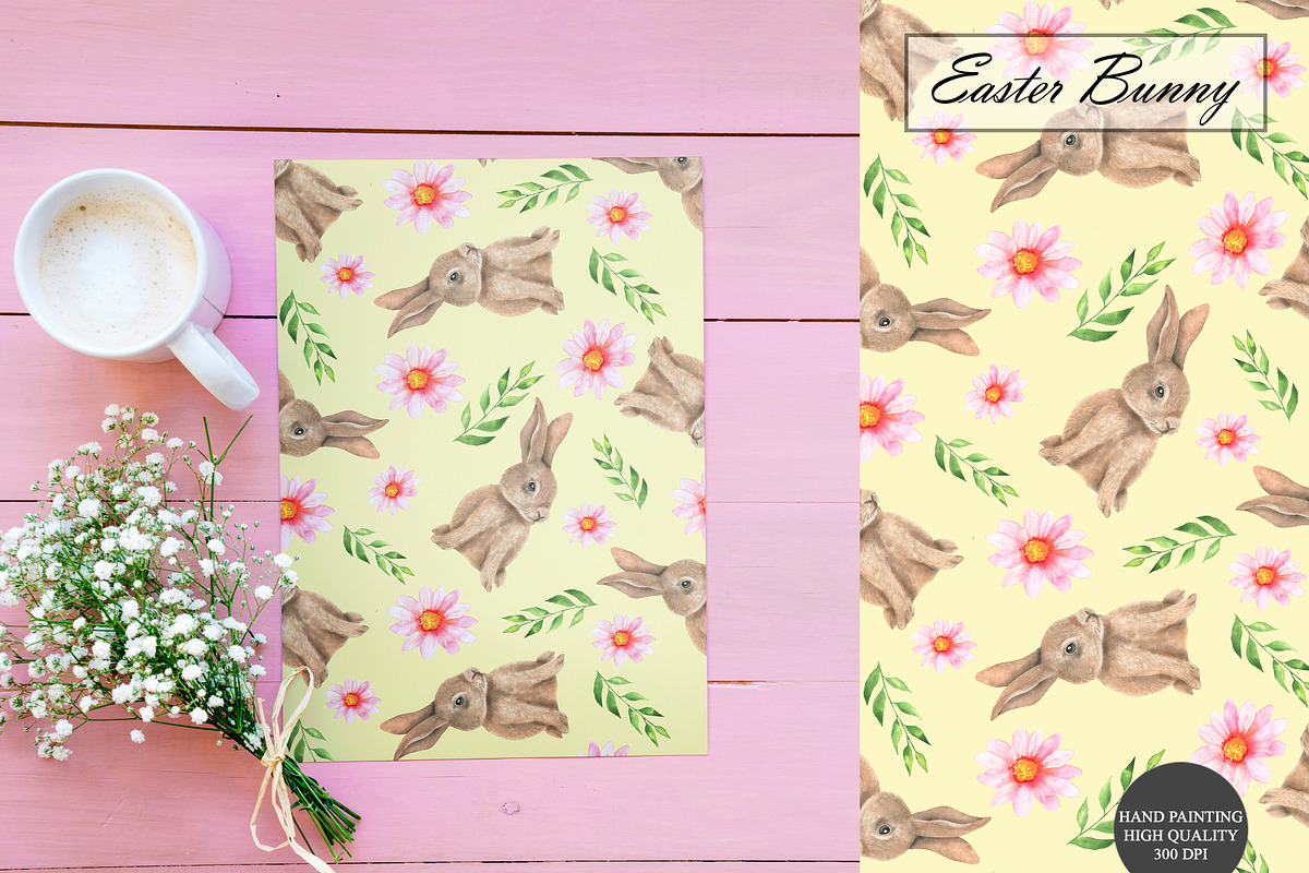 Easter Bunny Seamless Patterns, an Illustration by OlDm_Shop (Photo 7 of 9)